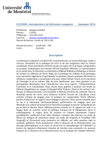 LCO1000 –Introduction à la littérature comparée Automne 2014