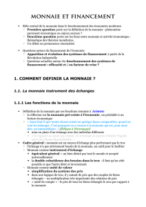 MONNAiE Et FiNANcEMENt