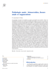 Pathologie anale : hémorroïdes, fissure anale et