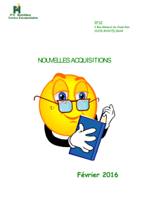 NOUVELLES ACQUISITIONS Février 2016