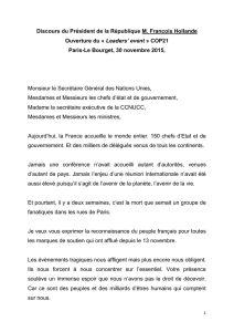 Discours du Président de la République M. Francois Hollande
