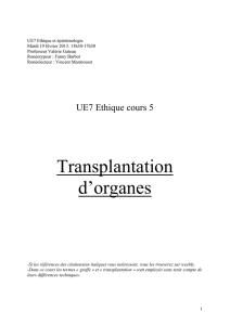 Transplantation d`organes - Cours L3 Bichat 2012-2013