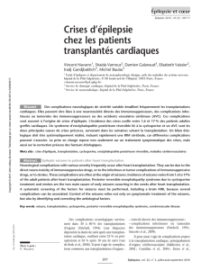 Crises d`épilepsie chez les patients transplantés cardiaques