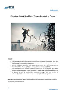 Evolution des déséquilibres économiques de la