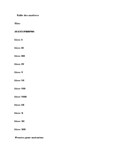 Table des matières Titre AVANT-PROPOS Livre I Livre II Livre III