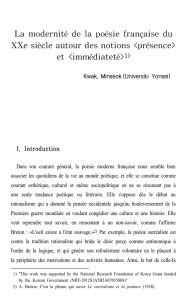 La modernité de la poésie française du XXe siècle autour des