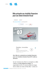 Nike présente ses résultats financiers pour son 3ème