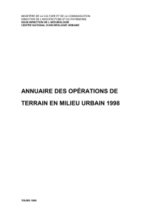 annuaire des opérations de terrain en milieu urbain 1998