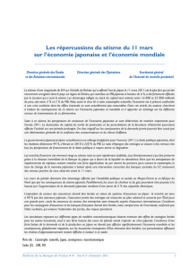 Les répercussions du séisme du 11 mars sur l`économie japonaise