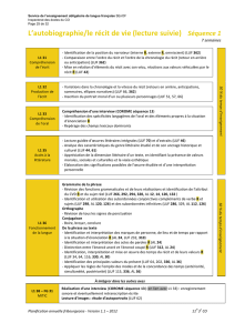 L`autobiographie/le récit de vie (lecture suivie) Séquence 1