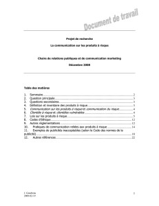5. Communication sur les produits à risque et communication du