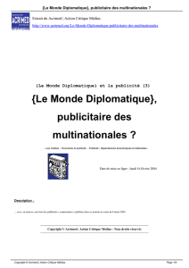 {Le Monde Diplomatique}, publicitaire des multinationales