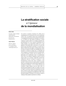 La stratification sociale à l `épreuve de la mondialisation