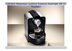 Schulungspräsentation Nespresso TK30N. Essenza