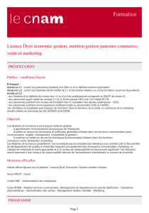 Cnam - Formation - Licence Droit économie gestion, mention