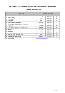 calendrier previsionnel des publications des resultats des bp