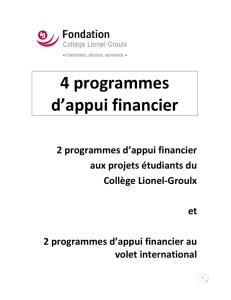 programmes d`appui financier - Fondation du collège Lionel