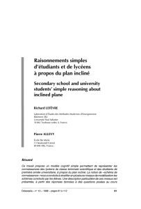 Raisonnements simples d`étudiants et de lycéens à propos du plan