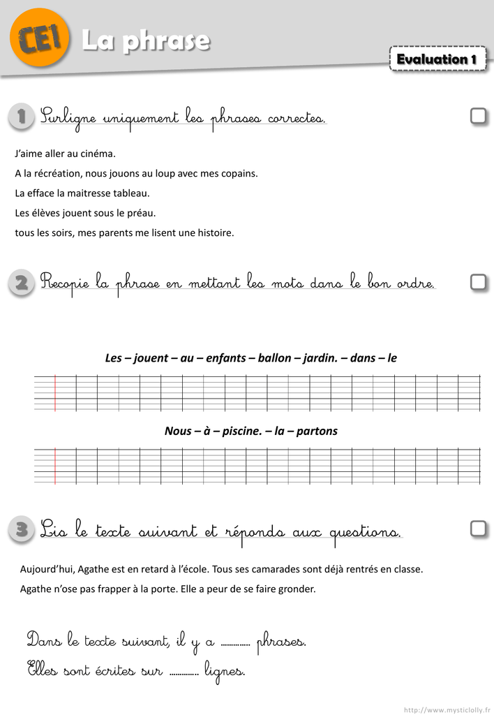 Fichier Des Evaluations De Grammaire Ce1 Et Ce2 Jusqu