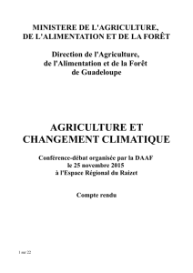 AGRICULTURE ET CHANGEMENT CLIMATIQUE