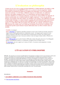 L`évaluation en philosophie - Action éducative