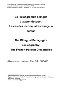 La lexicographie bilingue d`apprentissage : Le cas des dictionnaires