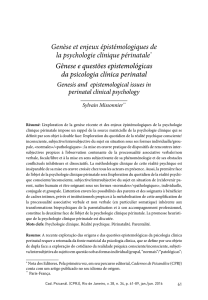 Genèse et enjeux épistémologiques de la psychologie clinique