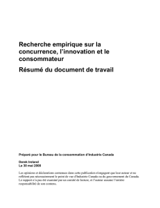 Recherche empirique sur la concurrence, l`innovation et le