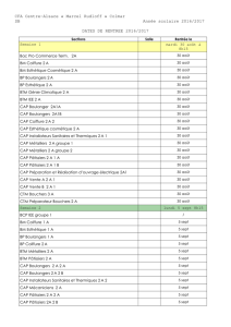 Colmar SB Année scolaire 2016/2017 DATES DE RENTREE 2016