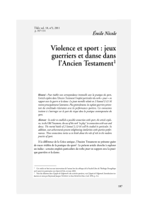 Violence et sport : jeux guerriers et danse dans l`Ancien