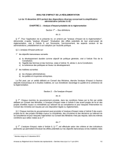 ANALYSE D`IMPACT DE LA RÉGLEMENTATION Loi du 15