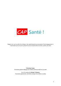 Cap Santé ! Rapport en vue du cahier des charges des