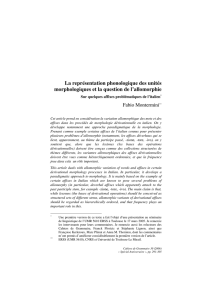 La représentation phonologique des unités morphologiques et la