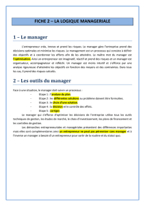 FICHE 2 – LA LOGIQUE MANAGERIALE 1 – Le manager 2 – Les