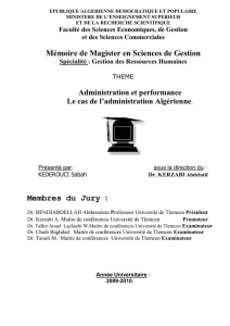 Mémoire de Magister en Sciences de Gestion Membres du Jury :