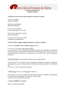 Corrigé de grammaire n°6 Samedi 9 mai 2015 1) Donnez la