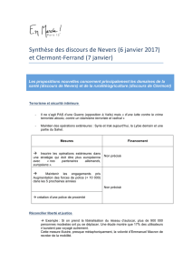 Synthèse des discours de Nevers (6 janvier 2017) et Clermont