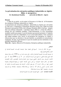 La privatisation des entreprises publiques industrielles en Algérie