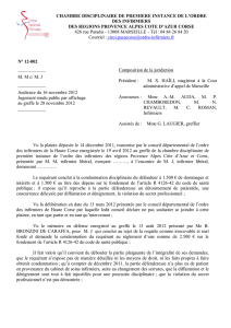 Affaire 12-002 - Conseil Régional de l`Ordre Infirmier PACA