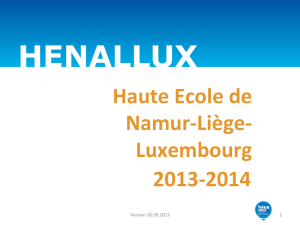 Haute Ecole de Namur-‐Liège-‐ Luxembourg 2013-‐2014