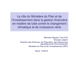 Le rôle du Ministère du Plan et de l`Investissement dans la