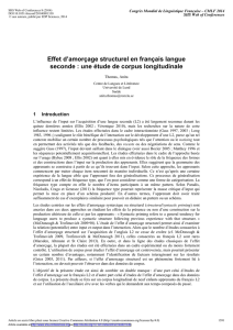 Effet d`amorçage structurel en français langue seconde : une étude