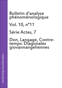 Bulletin d`analyse phénoménologique Vol. 10, n°11 - ORBi