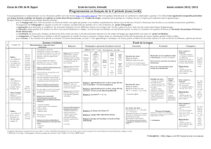 Programmation en français de la 4e période (mars/avril).