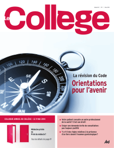 Revue Le Collège, hiver 2014 - Collège des médecins du Québec