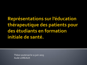 Représentations sur l`éducation thérapeutique des