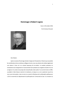 Hommage à Robert Legros - Université de Caen Normandie