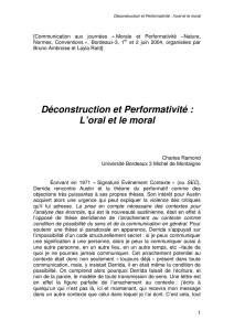 Déconstruction et Performativité : L`oral et le moral