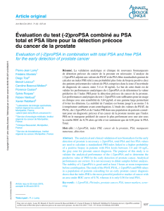 Évaluation du test (-2)proPSA combiné au PSA total et PSA libre
