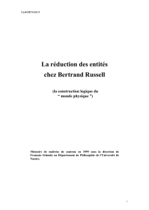 La réduction des entités chez Bertrand Russell